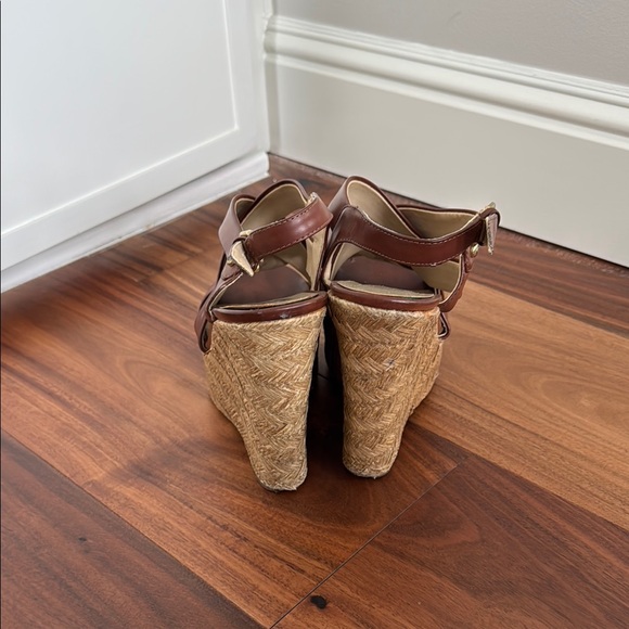 G by Guess Brown Crisscross Wedges - Picture 3 of 5